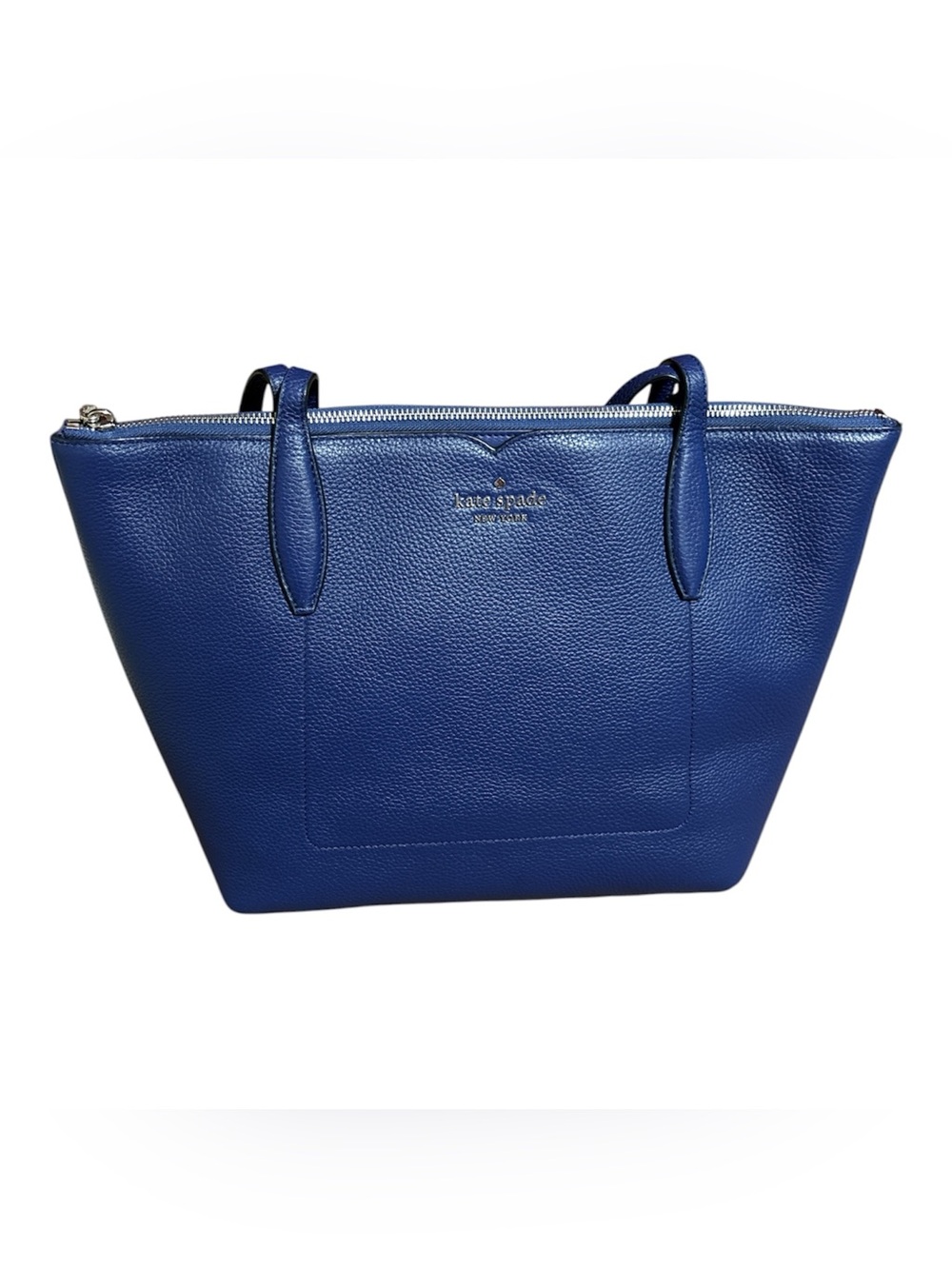 kate spade Blue Pebbled Leather Tote with Top Zip NWOT